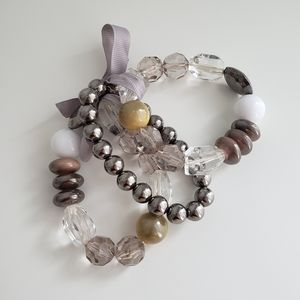 Beaded elastic bracelets - Set of 3